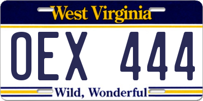 WV license plate OEX444
