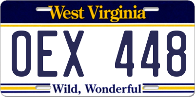 WV license plate OEX448
