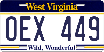 WV license plate OEX449