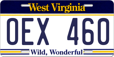 WV license plate OEX460