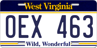 WV license plate OEX463
