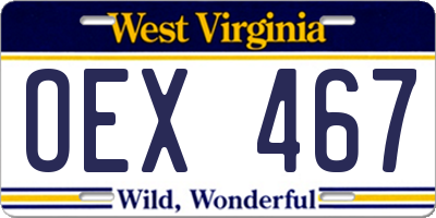 WV license plate OEX467