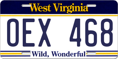 WV license plate OEX468