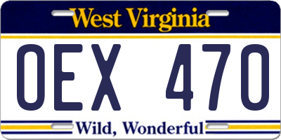 WV license plate OEX470