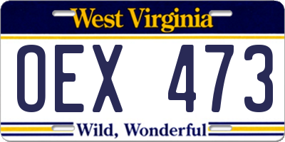 WV license plate OEX473