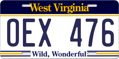 WV license plate OEX476