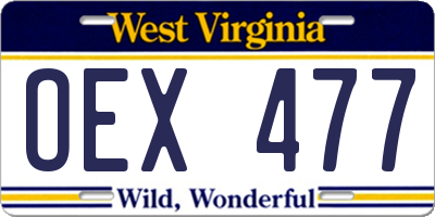 WV license plate OEX477