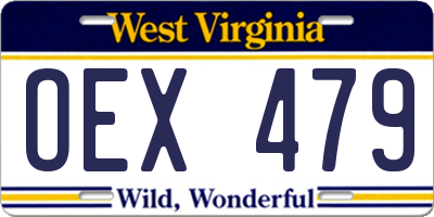 WV license plate OEX479