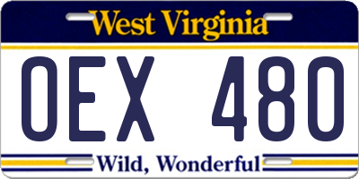 WV license plate OEX480