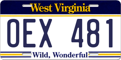 WV license plate OEX481