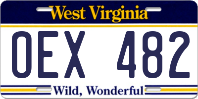 WV license plate OEX482