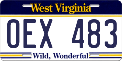 WV license plate OEX483