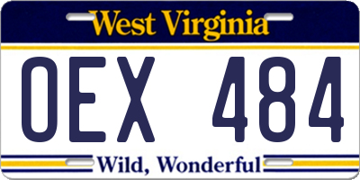 WV license plate OEX484