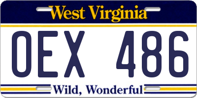 WV license plate OEX486