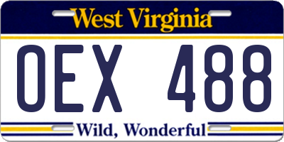 WV license plate OEX488