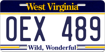 WV license plate OEX489