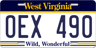 WV license plate OEX490