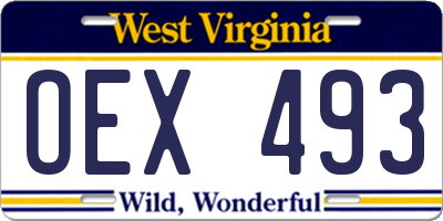 WV license plate OEX493