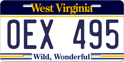 WV license plate OEX495