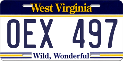 WV license plate OEX497