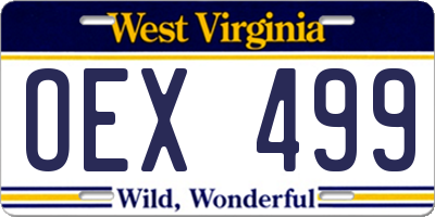 WV license plate OEX499