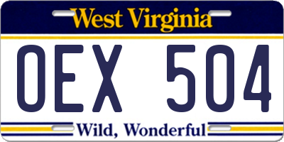 WV license plate OEX504