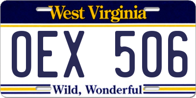WV license plate OEX506