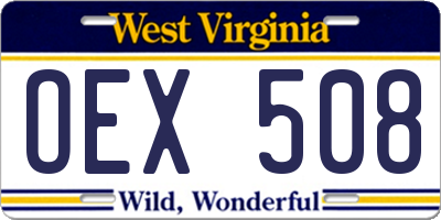 WV license plate OEX508