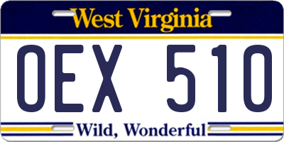 WV license plate OEX510