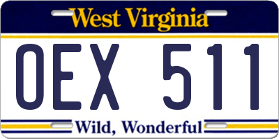 WV license plate OEX511