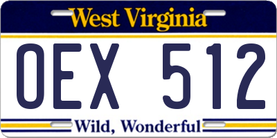 WV license plate OEX512