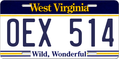 WV license plate OEX514