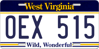 WV license plate OEX515