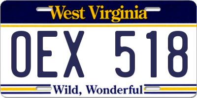 WV license plate OEX518