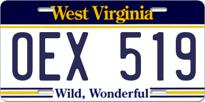 WV license plate OEX519