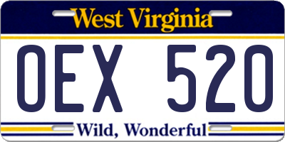 WV license plate OEX520