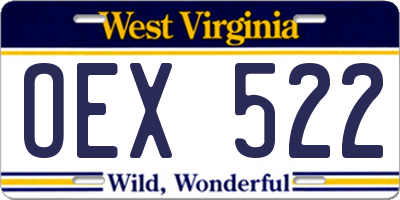 WV license plate OEX522