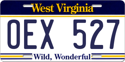 WV license plate OEX527