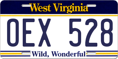 WV license plate OEX528