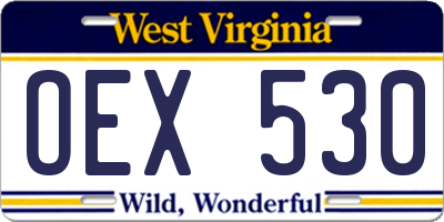 WV license plate OEX530
