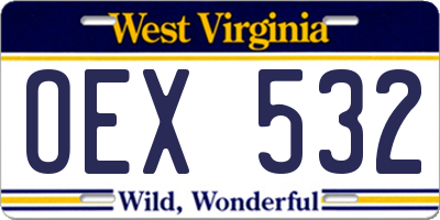 WV license plate OEX532