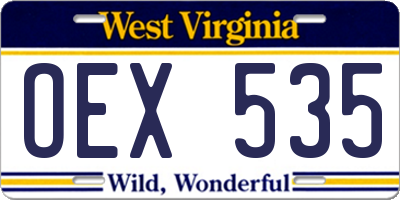 WV license plate OEX535