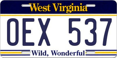 WV license plate OEX537