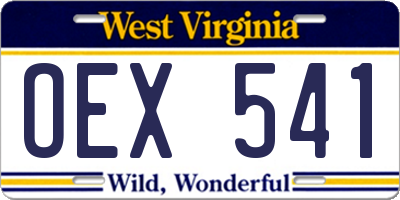 WV license plate OEX541