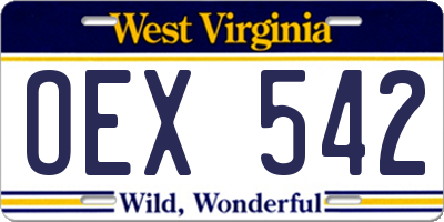 WV license plate OEX542