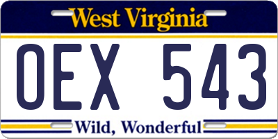 WV license plate OEX543