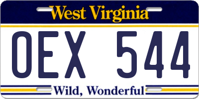 WV license plate OEX544