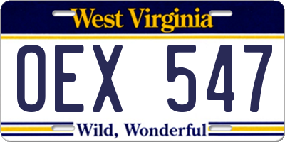 WV license plate OEX547