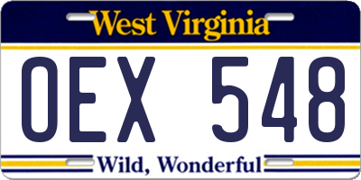WV license plate OEX548