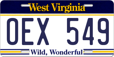 WV license plate OEX549